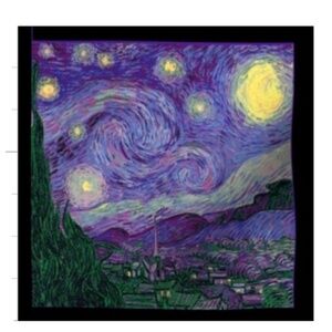 Fabric Swatch, Van Gogh’s Starry Night in Purple, Cotton